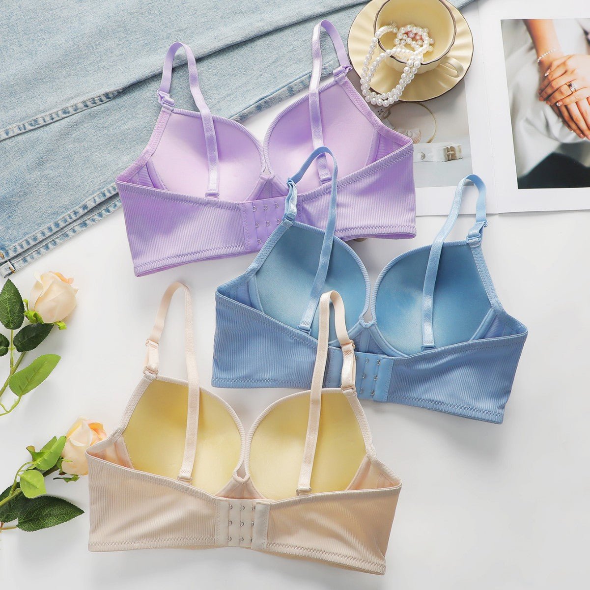 The Violet Whisper | Women's Lace Underwire Push - Up Bra - Negative Apparel