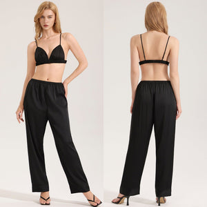 The Zebra Temptation | Women's Zebra Print Satin Cami Top & Long Pants Pajama Set - Negative Apparel