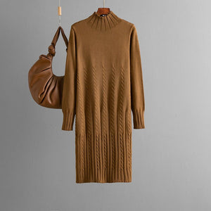 Thickened knitted dress women's autumn and winter mid - length over - knee sweater skirt with coat with bottom skirt - Negative Apparel