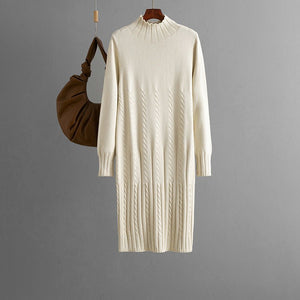 Thickened knitted dress women's autumn and winter mid - length over - knee sweater skirt with coat with bottom skirt - Negative Apparel