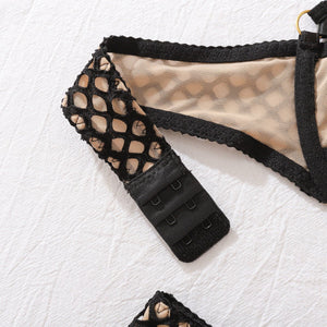 Three - point plaid split body sculpting neck sexy underwear set - Negative Apparel