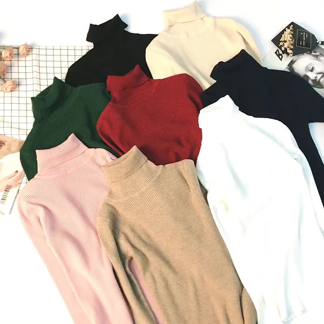 Turtleneck sweater long sleeve slim fit solid color high neck - Negative Apparel