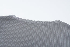 U - neck lace top high waist skirt suit - Negative Apparel