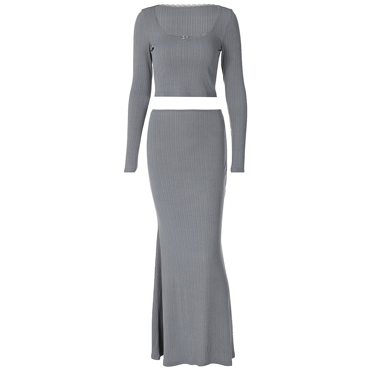 U - neck lace top high waist skirt suit - Negative Apparel