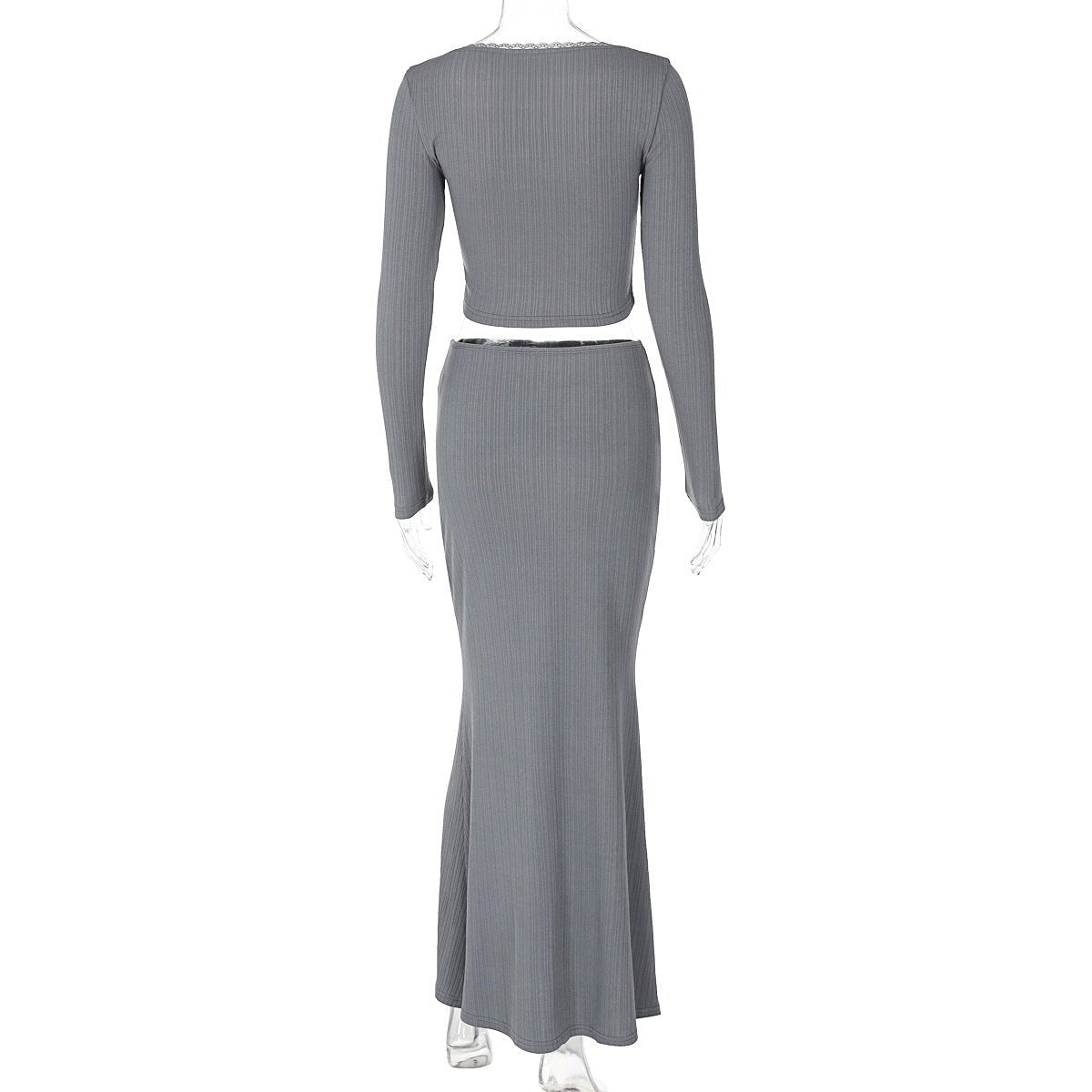 U - neck lace top high waist skirt suit - Negative Apparel