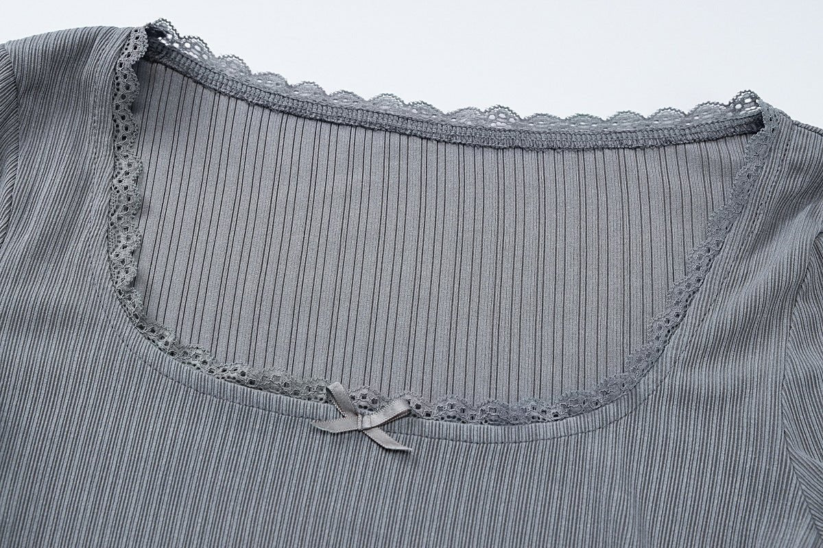 U - neck lace top high waist skirt suit - Negative Apparel