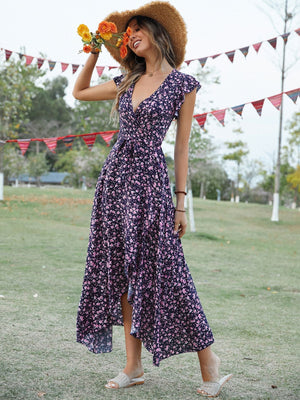V - neck Bohemian holiday style slim lace dress - Negative Apparel