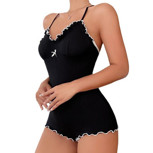 V - Neck Bow Jumpsuit 2025 Backless Jumpsuit - Negative Apparel