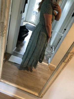 V - neck Cardigan Tie Short Sleeve Bohemian Swing Holiday Dress - Negative Apparel