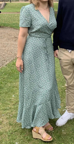 V - neck Cardigan Tie Short Sleeve Bohemian Swing Holiday Dress - Negative Apparel