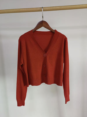 V - neck sweater women's 2022 autumn and winter new outer white top cardigan long - sleeved short knitted cardigan wholesale - Negative Apparel