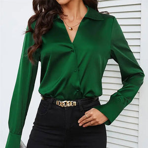 V - neck top women's shirt sleeve cardigan button shirt women's spring and summer blouse - Negative Apparel