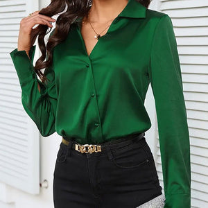 V - neck top women's shirt sleeve cardigan button shirt women's spring and summer blouse - Negative Apparel