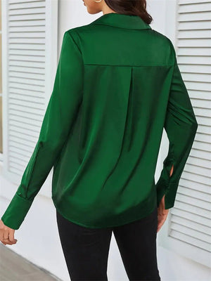 V - neck top women's shirt sleeve cardigan button shirt women's spring and summer blouse - Negative Apparel