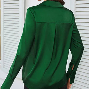 V - neck top women's shirt sleeve cardigan button shirt women's spring and summer blouse - Negative Apparel