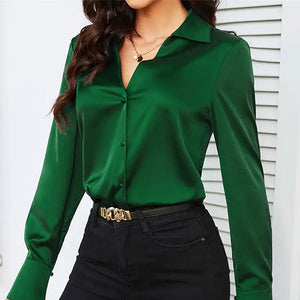 V - neck top women's shirt sleeve cardigan button shirt women's spring and summer blouse - Negative Apparel