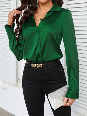 V - neck top women's shirt sleeve cardigan button shirt women's spring and summer blouse - Negative Apparel
