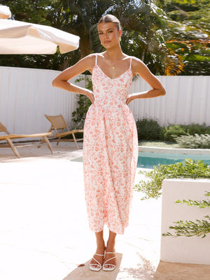 V - neck waist holiday long skirt sexy backless bow tie dress - Negative Apparel