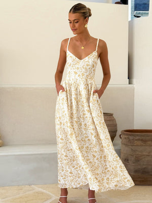 V - neck waist holiday long skirt sexy backless bow tie dress - Negative Apparel