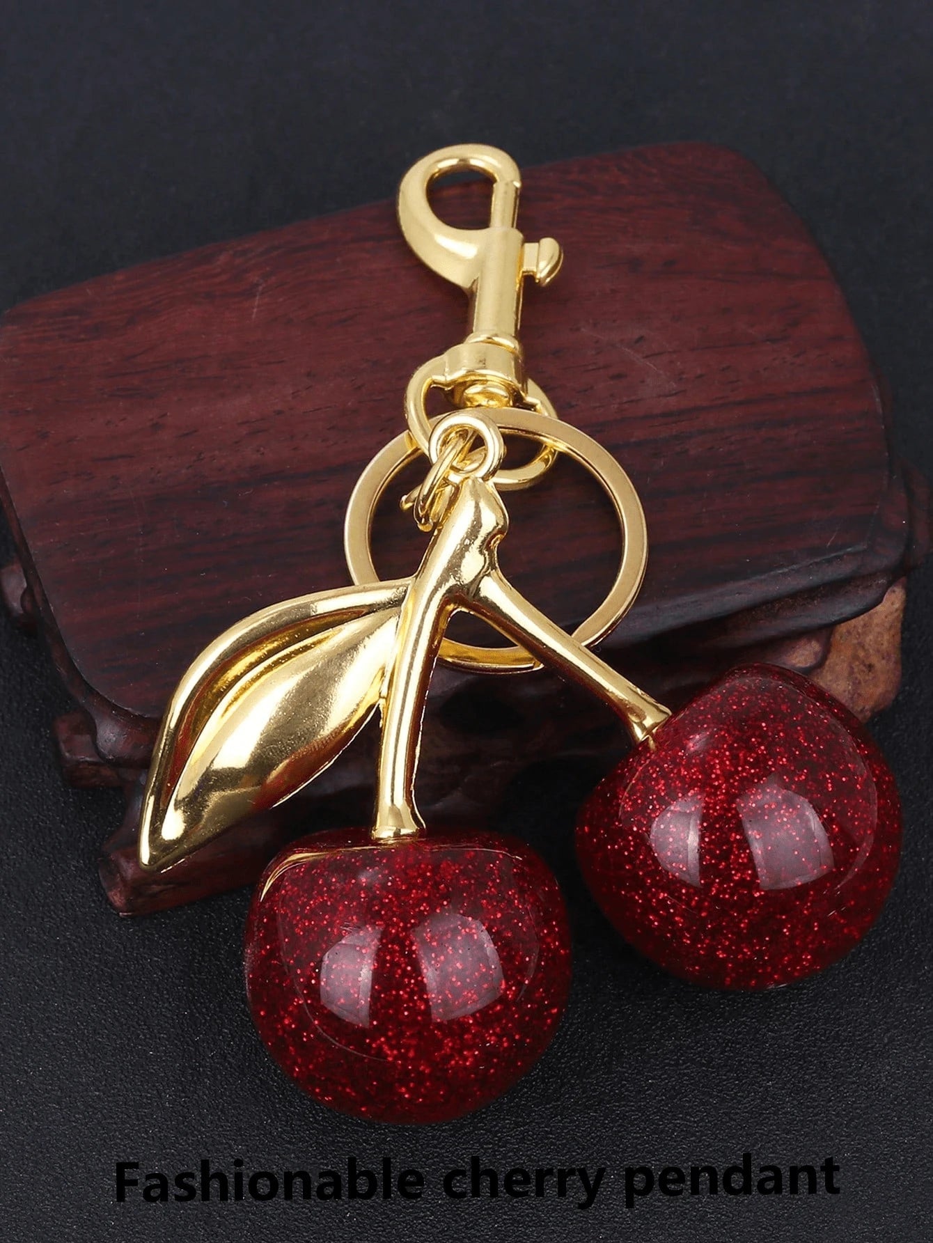 Vacation Style Cherry Pendant, Glitter Waterproof Easy To Clean Vintage Y2K Cherry Keychain FD - Negative Apparel