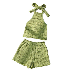 Vacation style suspender top hot pants set beach short suit women - Negative Apparel