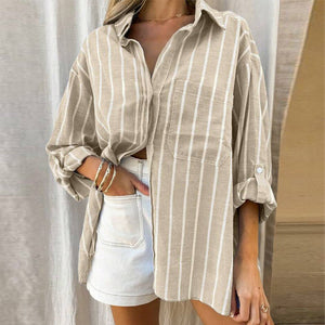 Versatile long - sleeved shirt cardigan loose women's clothing - Negative Apparel