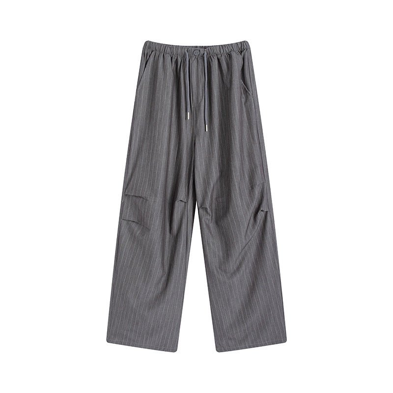 Vertical suit pants drape pants women's summer thin and thin loose straight pants high waist women's ice silk wide leg pants - Negative Apparel