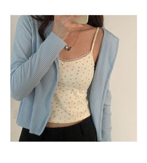 Vest women 2025 summer new style girls Japanese style inner wear lace floral small sling outer wear clothes women's clothing - Negative Apparel