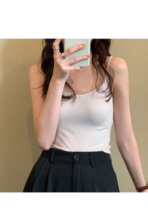 Vest women 2025 summer new style girls Japanese style inner wear lace floral small sling outer wear clothes women's clothing - Negative Apparel