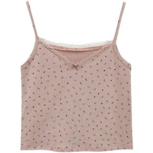Vest women 2025 summer new style girls Japanese style inner wear lace floral small sling outer wear clothes women's clothing - Negative Apparel