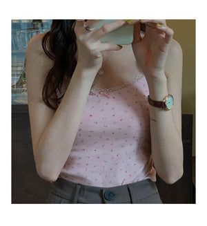 Vest women 2025 summer new style girls Japanese style inner wear lace floral small sling outer wear clothes women's clothing - Negative Apparel