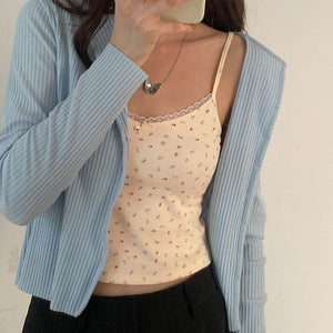 Vest women 2025 summer new style girls Japanese style inner wear lace floral small sling outer wear clothes women's clothing - Negative Apparel