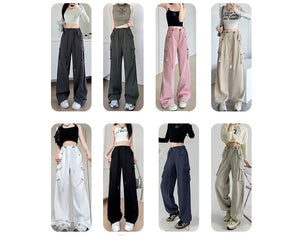 White American overalls women's spring, autumn and summer 2025 new high waist drape wide leg sweatpants casual slimming sports pants - Negative Apparel