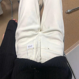 White Women’s Wide - Leg Denim Jeans – Loose Waist Cowboy Style with Button Detail | Street Hipster Winter - Negative Apparel