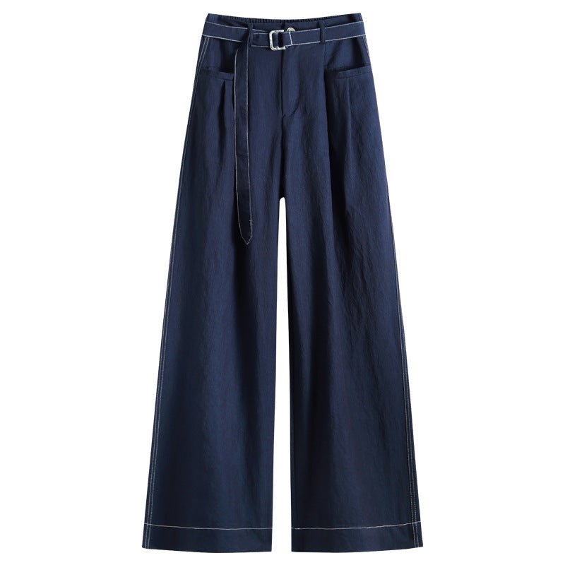 Wide - leg jeans women's 2025 new blue belt, thin and tall, versatile, high - end spring casual pants - Negative Apparel