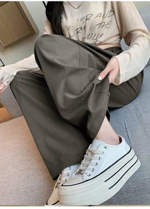 Wide - leg pants for women Spring women's petite 2025 new high waist drape casual straight pants lazy style Yamamoto pants - Negative Apparel