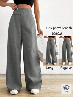 Women Asymmetric Waist Loose Casual Wide Leg Pants - Negative Apparel