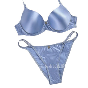 Women daily wear seamless underwear glossy satin set - Negative Apparel
