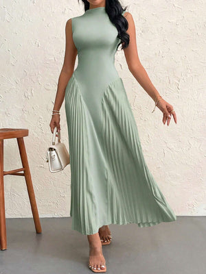 Women Elegant Pleated Tight - Fitting A - Line Dress - Negative Apparel