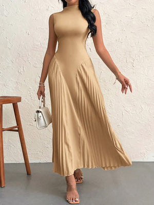 Women Elegant Pleated Tight - Fitting A - Line Dress - Negative Apparel