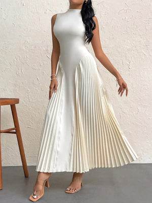 Women Elegant Pleated Tight - Fitting A - Line Dress - Negative Apparel