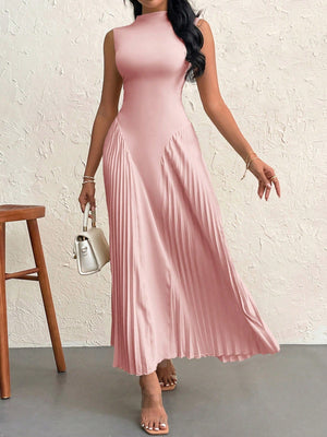 Women Elegant Pleated Tight - Fitting A - Line Dress - Negative Apparel