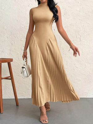 Women Elegant Pleated Tight - Fitting A - Line Dress - Negative Apparel