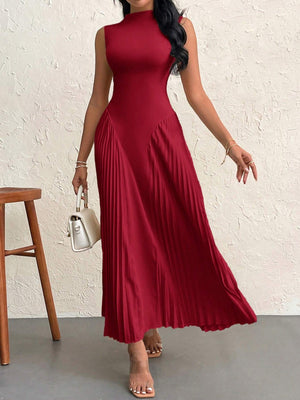 Women Elegant Pleated Tight - Fitting A - Line Dress - Negative Apparel
