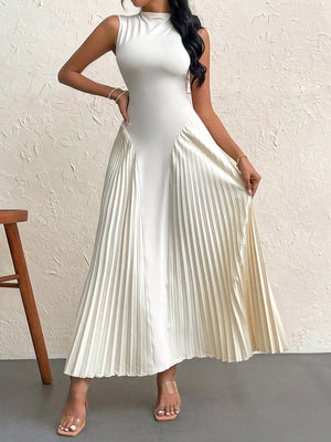 Women Elegant Pleated Tight - Fitting A - Line Dress - Negative Apparel