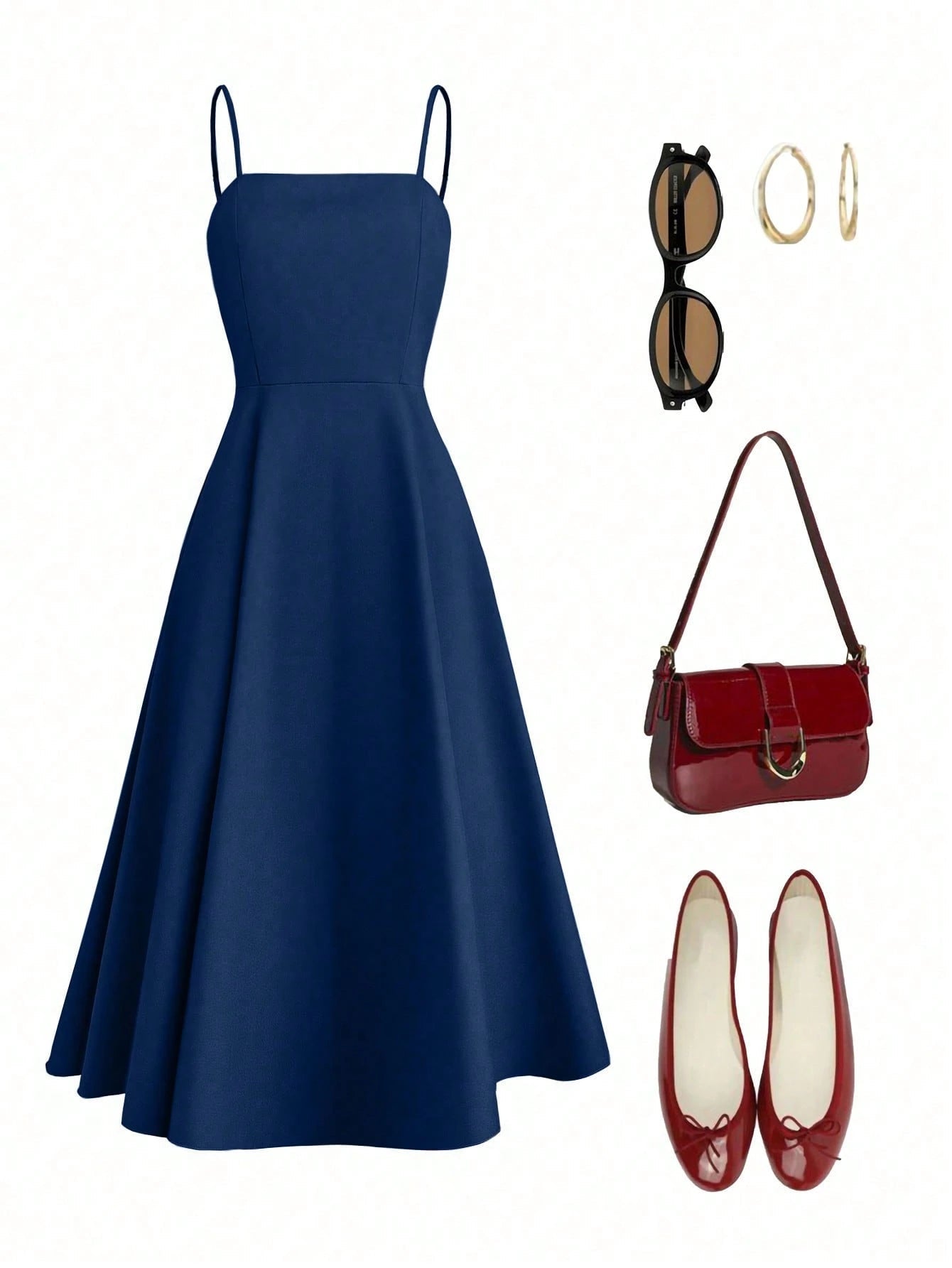 Women Elegant Solid Color Spaghetti Strap Dress, Summer FD - Negative Apparel