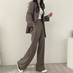 Women high waist long versatile wide leg suit pants - Negative Apparel
