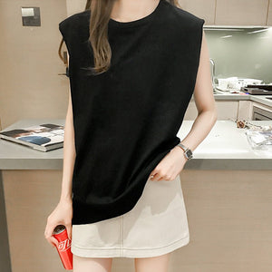 Women Loose Round Neck Sleeveless Top - Negative Apparel