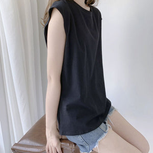 Women Loose Round Neck Sleeveless Top - Negative Apparel