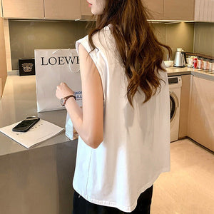 Women Loose Round Neck Sleeveless Top - Negative Apparel